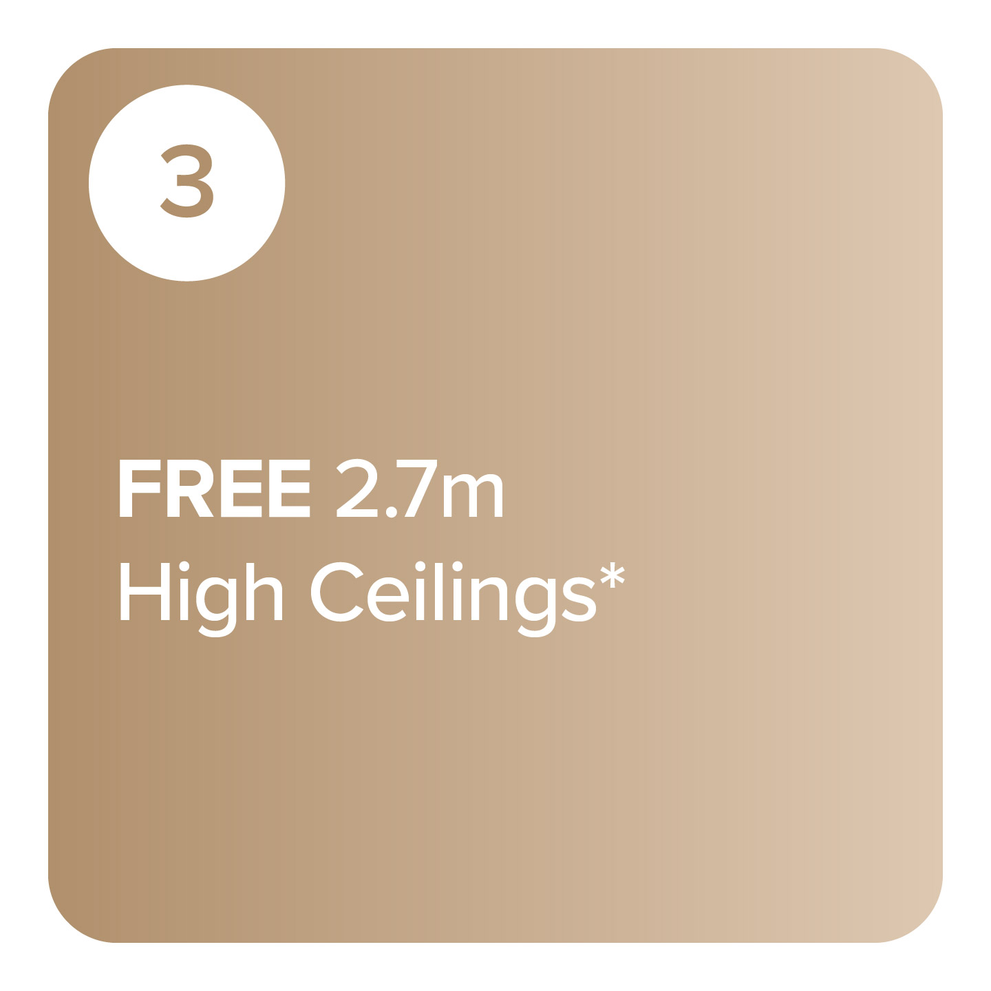 free 2.7m high ceilings