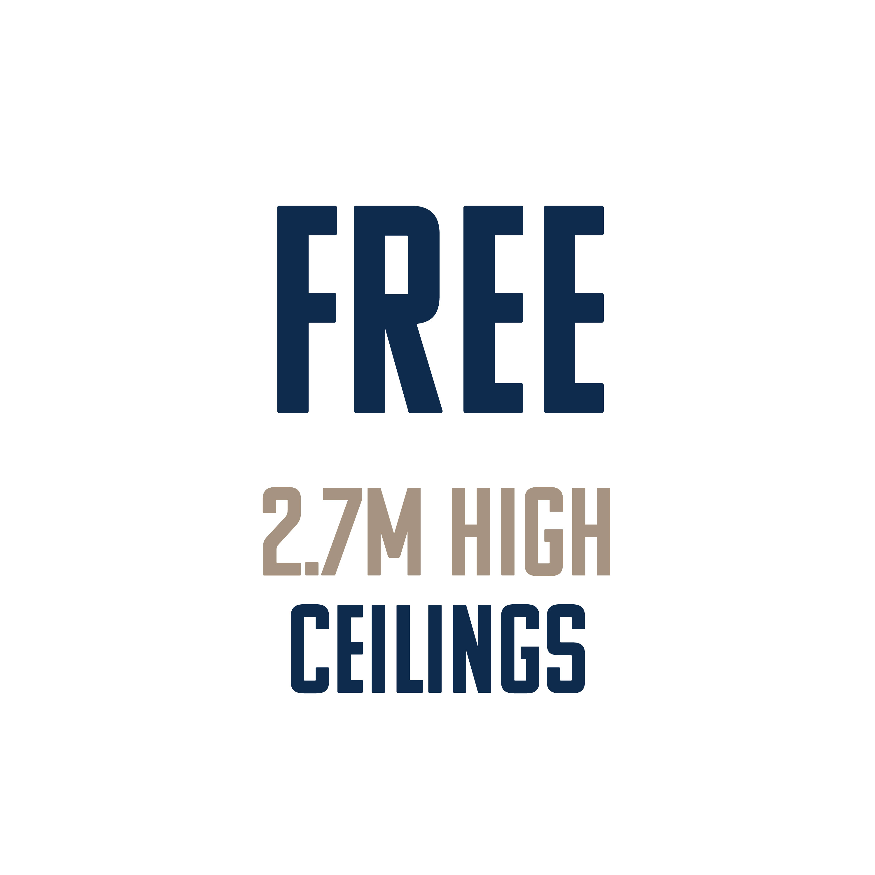 free 2.7m high ceilings